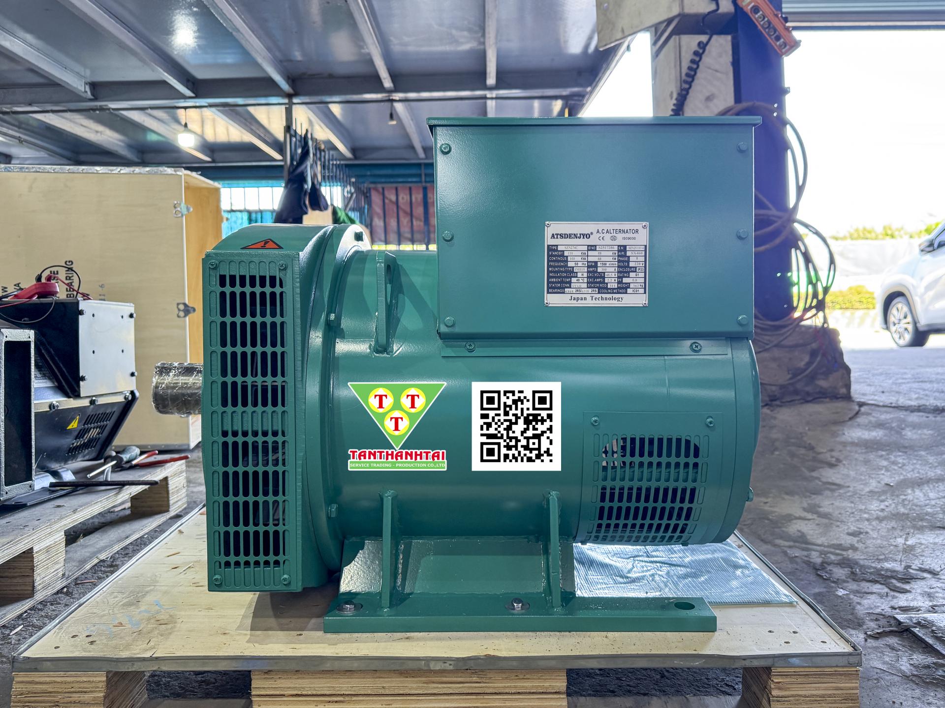 Đầu phát điện 100kVA - 1 pha 2 bạc đạn (New)