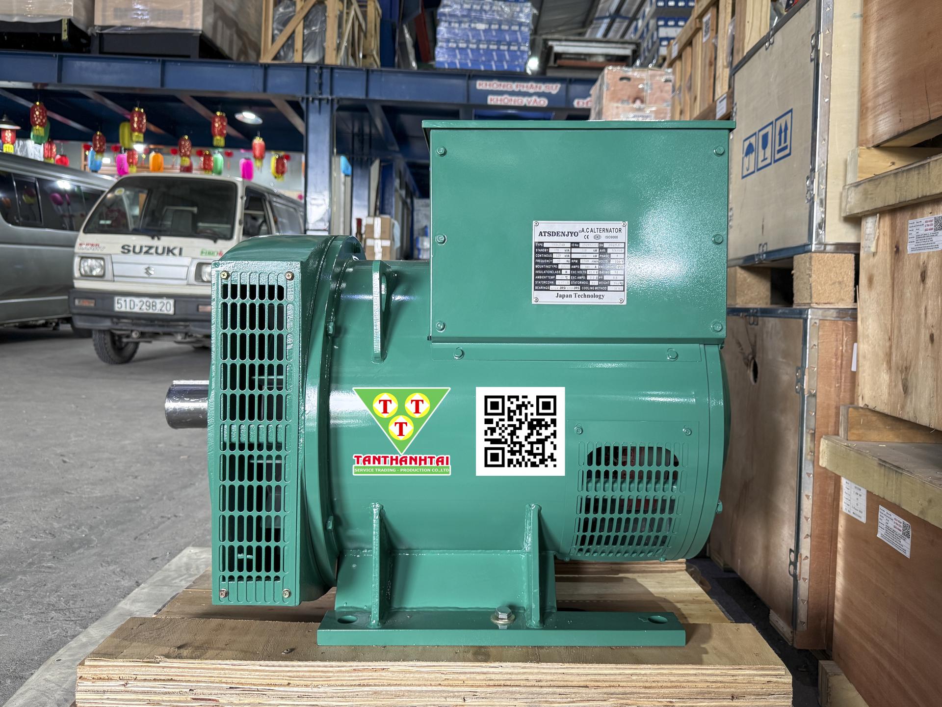 Đầu phát điện 125kVA - 1 pha 2 bạc đạn (New)