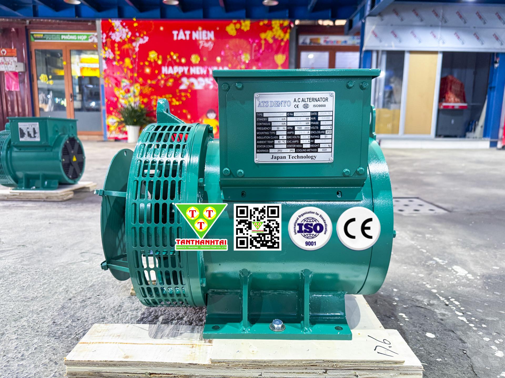 Đầu phát điện 17.6kVA - 1 pha 1 bạc đạn