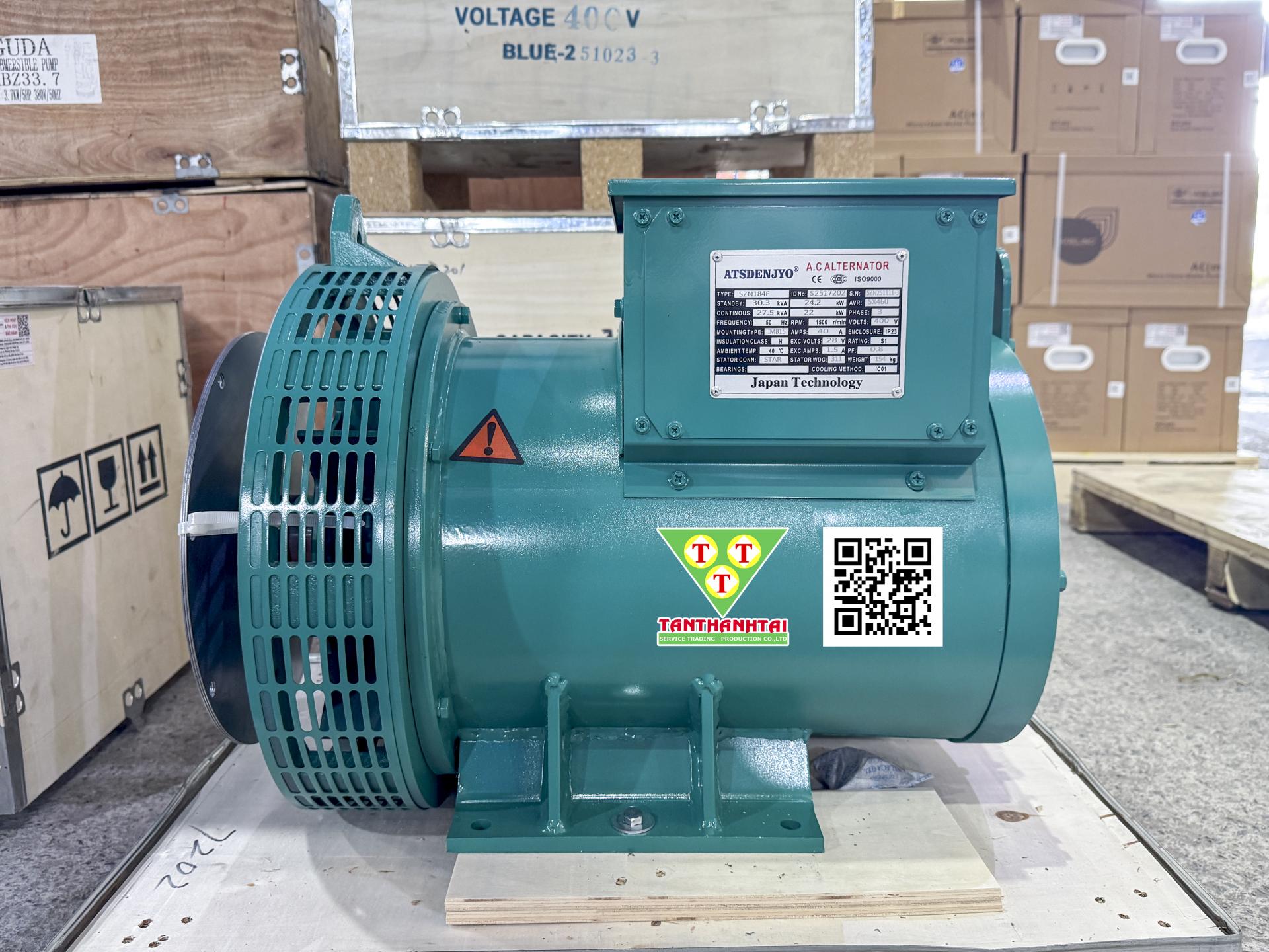 Đầu phát điện 27.5kVA - 3 pha 1 bạc đạn (New)