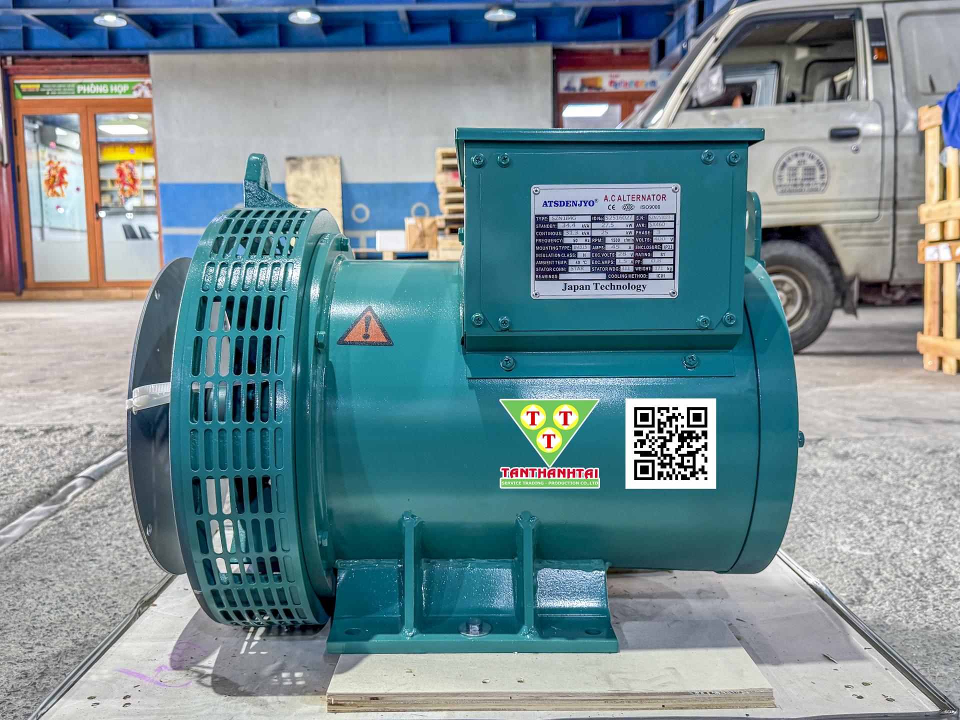 Đầu phát điện 31.3kVA - 3 pha 1 bạc đạn (New)