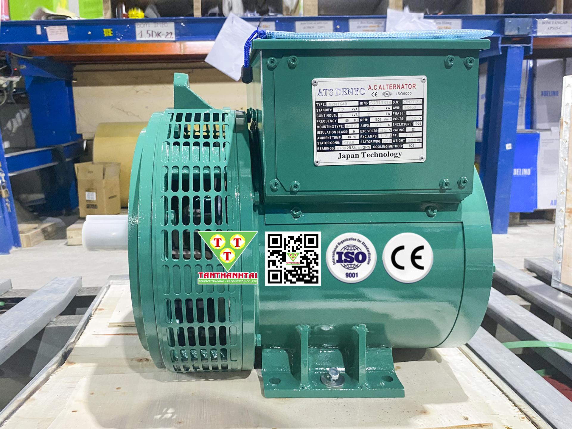 Đầu phát điện 7kVA - 1 pha 2 bạc đạn