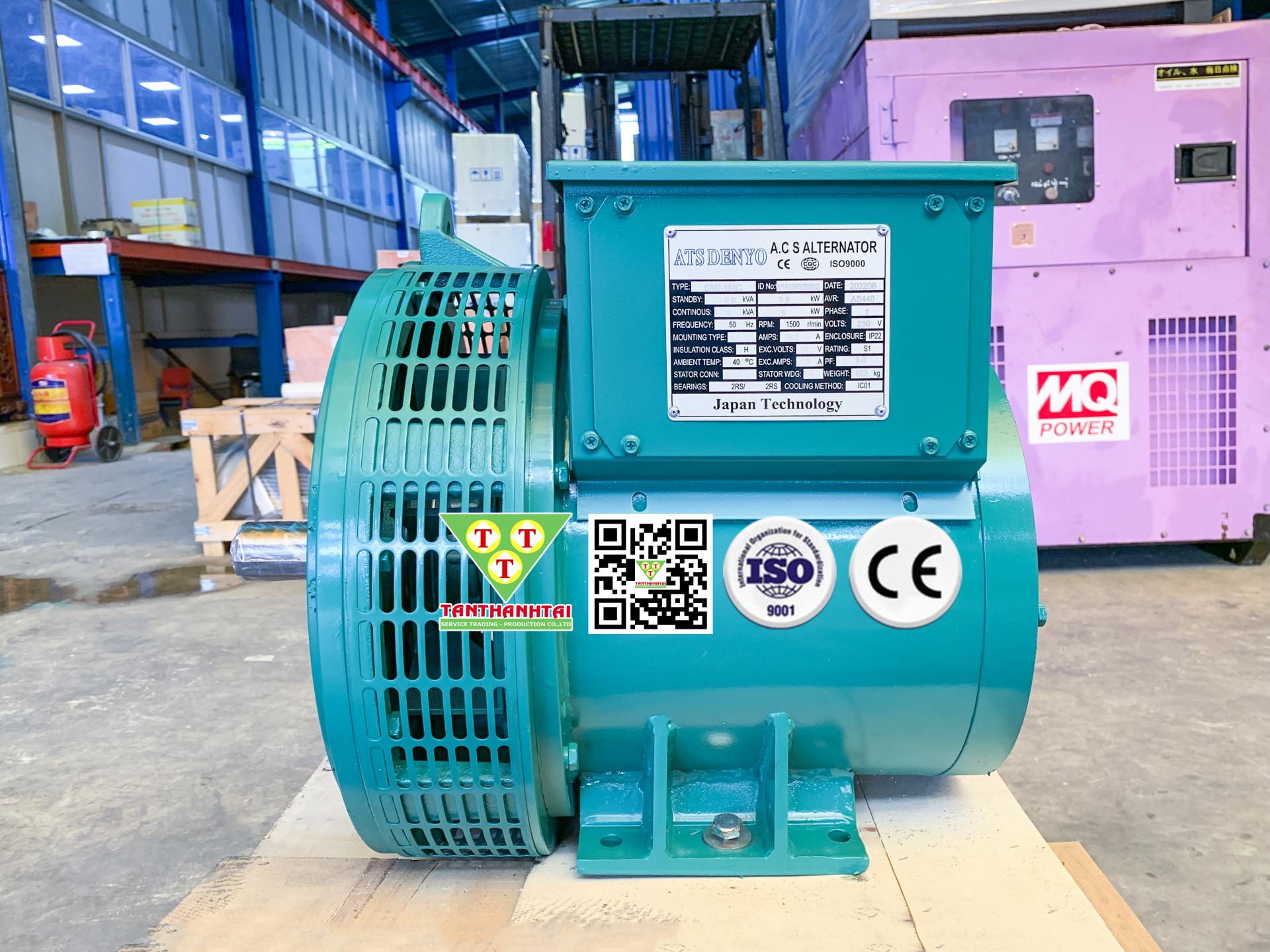 Đầu phát điện 9kVA - 1 pha 2 bạc đạn