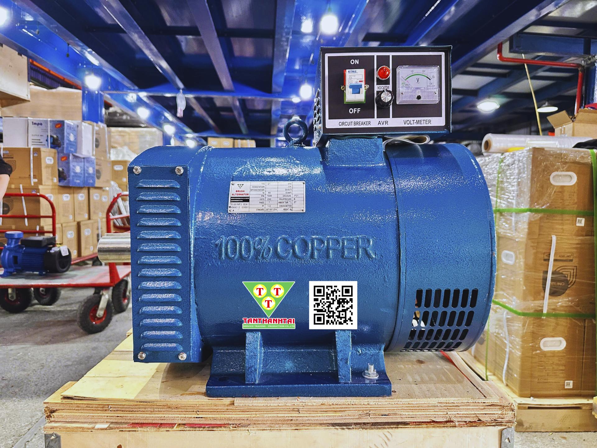 Đầu phát điện ST 15kw - 1 pha 2 bạc đạn - New