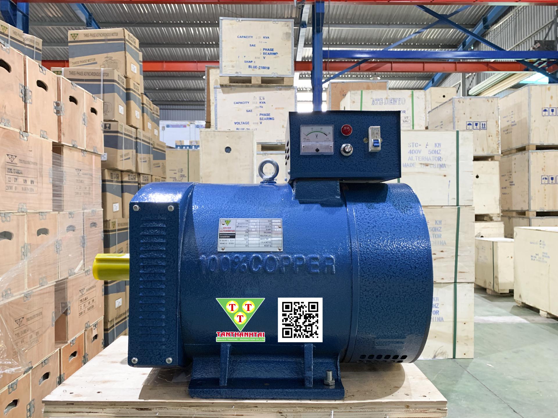 Đầu phát điện ST 15kw - 1 pha 2 bạc đạn