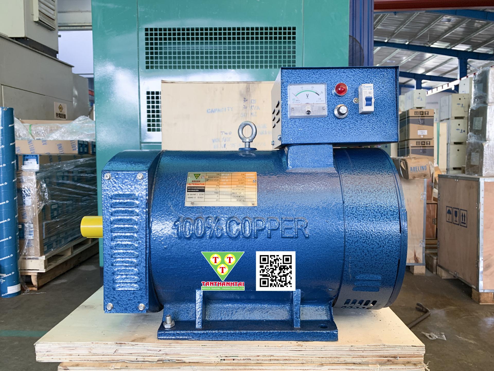 Đầu phát điện ST 7.5kw - 1 pha 2 bạc đạn